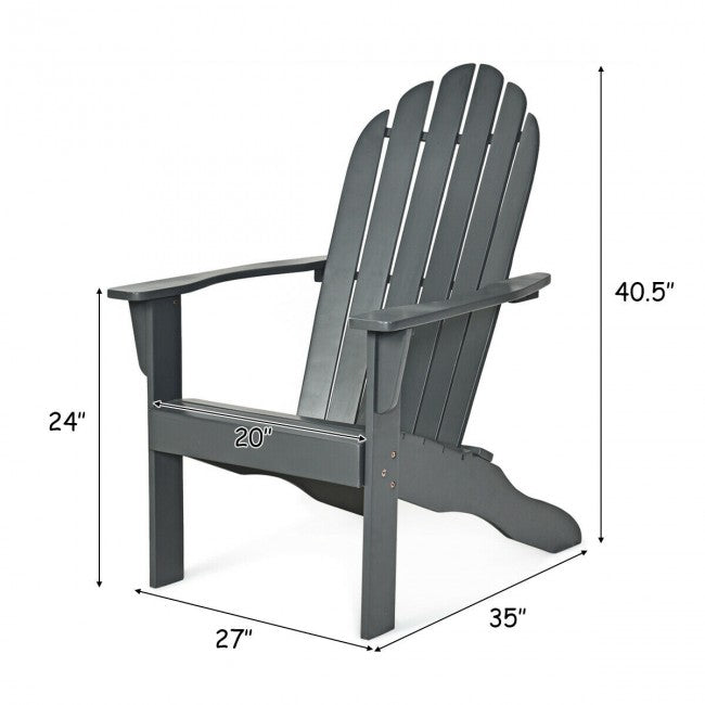 Outdoor Wooden Adirondack Lounge Chair Armchair with Ergonomic Design