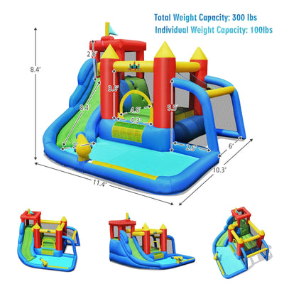 Inflatable Bouncer Bounce House with Water Slide Splash Pool without Blower