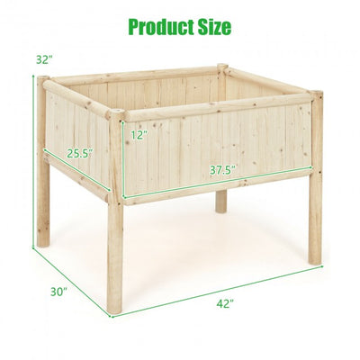 42" x 30" x 32" Raised Garden Bed Elevated Wooden Planter Box Stand with Bed Liner, 330lbs Capacity