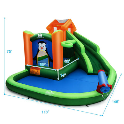 Inflatable Water Park Bouncer with Climbing Wall Splash Pool Water Cannon