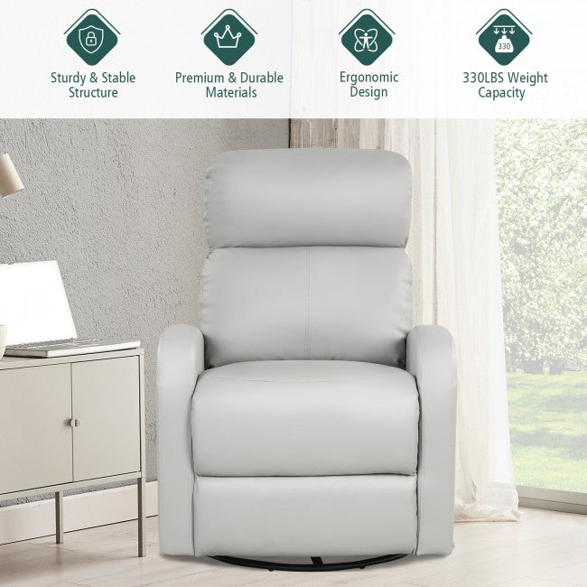 Single Recliner Chair Swivel Rocker Sofa Home Theater Seating with Padded Seat Backrest and Footrest