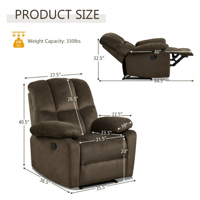 Single Recliner Chair Home Theater Sofa Lounger with Padded Seat Backrest