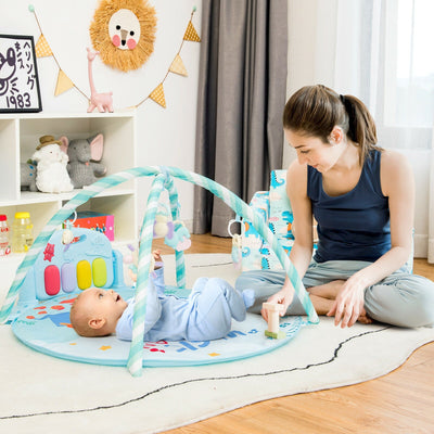 Baby Activity Play Mat with 5 Hanging Sensory Toys