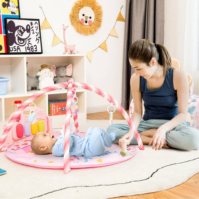 Baby Activity Play Mat with 5 Hanging Sensory Toys