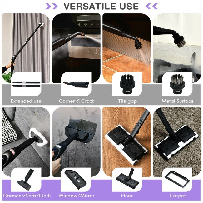 2000W Multifunctional Steam Cleaner Household Mop Heavy Duty Rolling Cleaning Machine with 19 Accessories for Carpet Floors