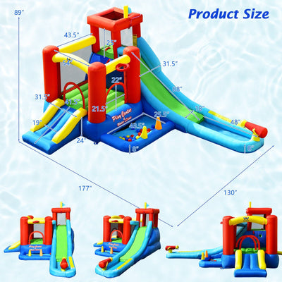 9-in-1 Inflatable Kids Water Slide Bounce House without Blower