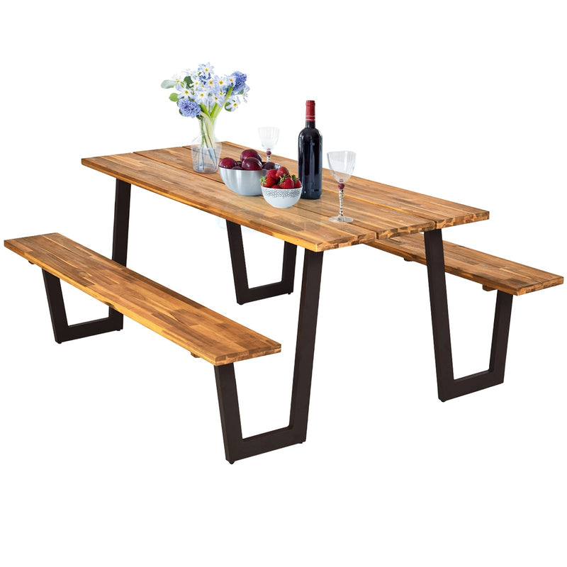 70 Inch Dining Table Set with Seats and Umbrella Hole