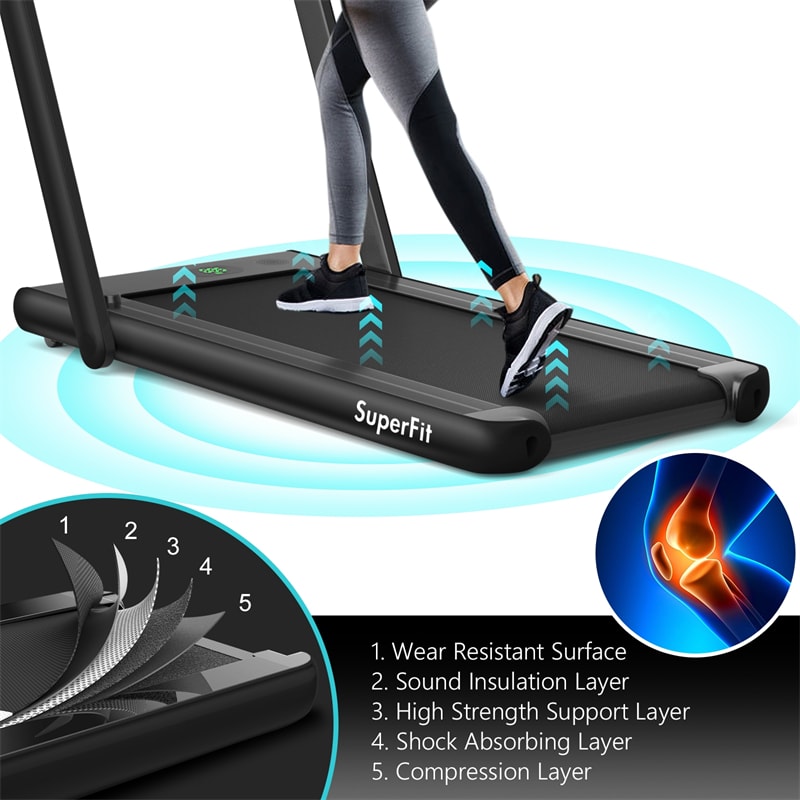 2 in 1 Folding Electric Treadmill 2.25HP Superfit Under Desk Treadmill