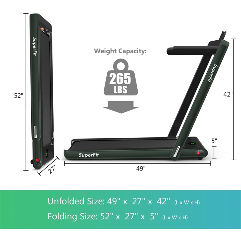 2 in 1 Folding Electric Treadmill 2.25HP Superfit Under Desk Treadmill