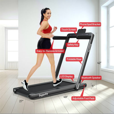 2 in 1 Folding Treadmill Electric Motorized Health Fitness