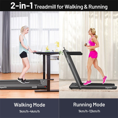 2 in 1 Folding Treadmill Electric Motorized Health Fitness