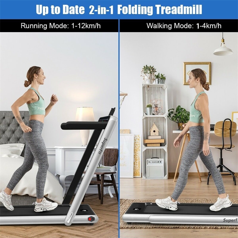 2 in 1 Folding Treadmill Electric Motorized Health Fitness