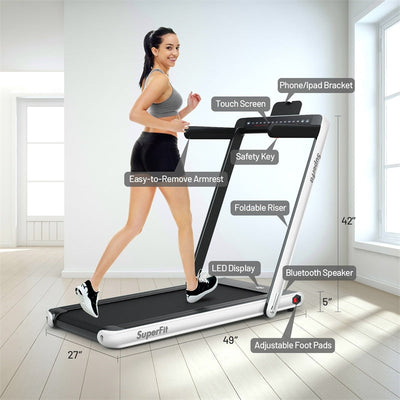 2 in 1 Folding Treadmill Electric Motorized Health Fitness