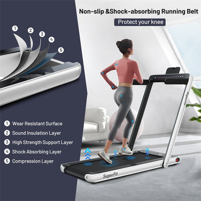 2 in 1 Folding Treadmill Electric Motorized Health Fitness