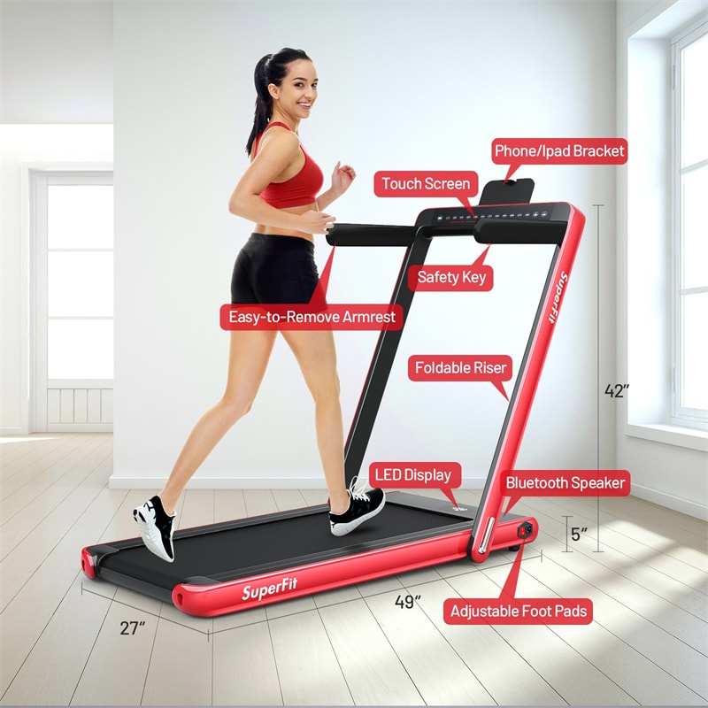 2 in 1 Folding Treadmill Electric Motorized Health Fitness