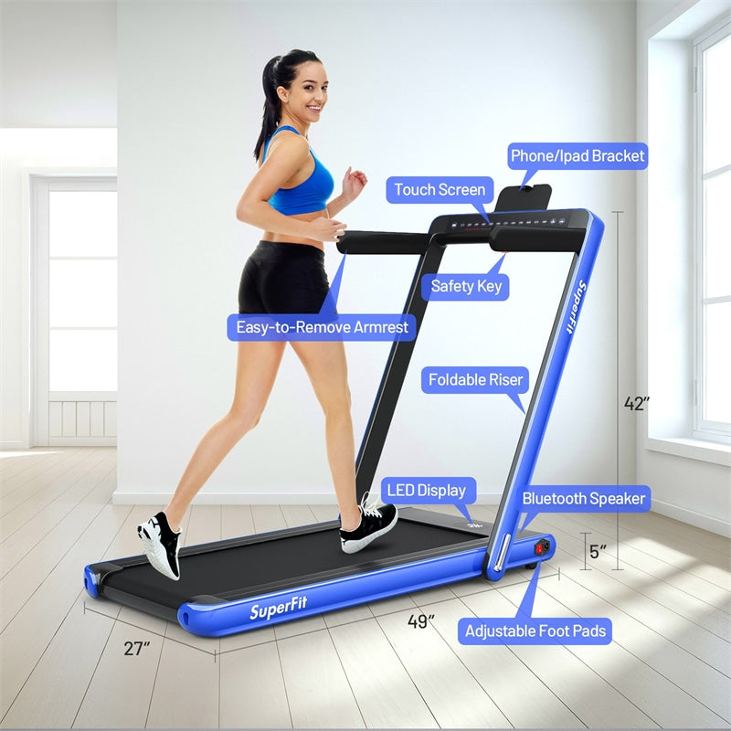 2 in 1 Folding Treadmill Electric Motorized Health Fitness