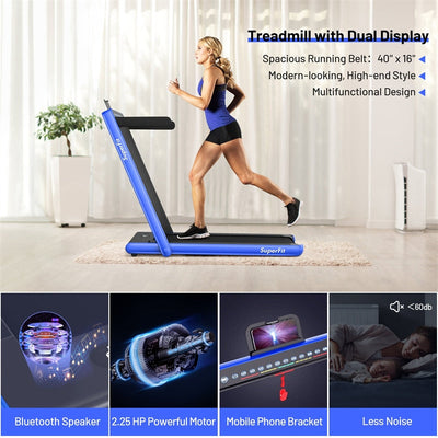 2 in 1 Folding Treadmill Electric Motorized Health Fitness