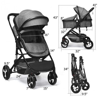 2 in 1 High Landscape Convertible Reversible Baby Stroller