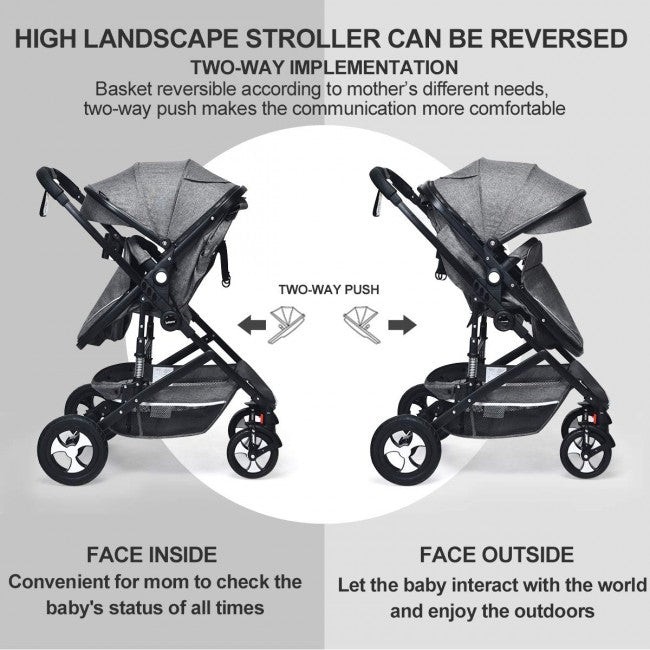 2 in 1 High Landscape Convertible Reversible Baby Stroller