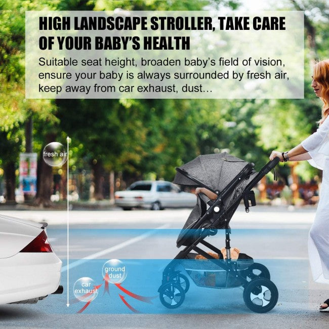 2 in 1 High Landscape Convertible Reversible Baby Stroller