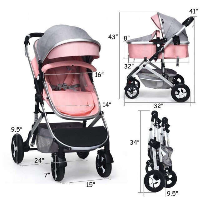 2 in 1 High Landscape Convertible Reversible Baby Stroller