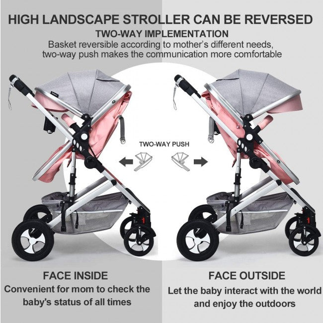 2 in 1 High Landscape Convertible Reversible Baby Stroller