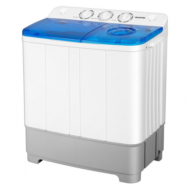 2 in 1 Twin Tub Portable Washing Machine and Dryer Combo Compact Laundry Washer with Control Knobs