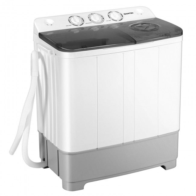 2 in 1 Twin Tub Portable Washing Machine and Dryer Combo Compact Laundry Washer with Control Knobs
