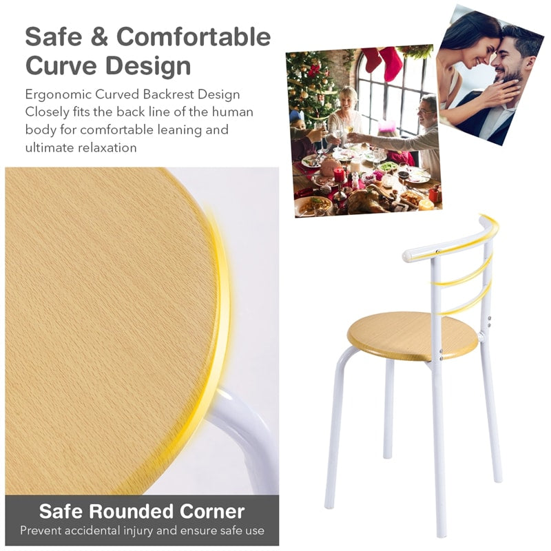 3 Pieces Space-Saver Dining Table Set Bistro Set with Shelf Storage and 2 Chairs