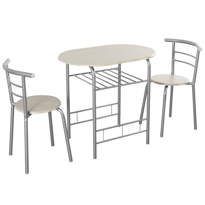 3 Pieces Space-Saver Dining Table Set Bistro Set with Shelf Storage and 2 Chairs