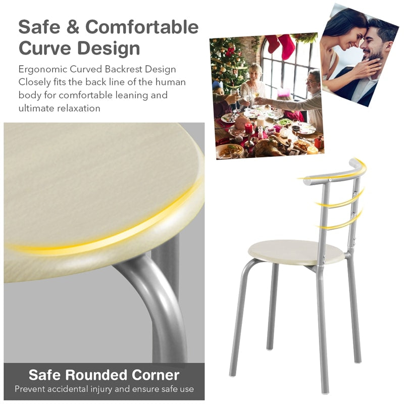 3 Pieces Space-Saver Dining Table Set Bistro Set with Shelf Storage and 2 Chairs