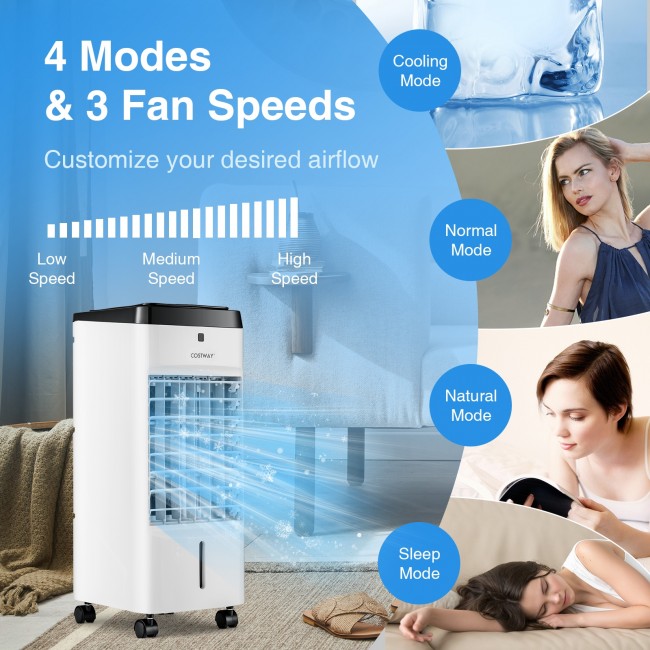 3-in-1 Evaporative Air Cooler Portable Air Conditioner Humidifier with Remote Control and 4 Modes