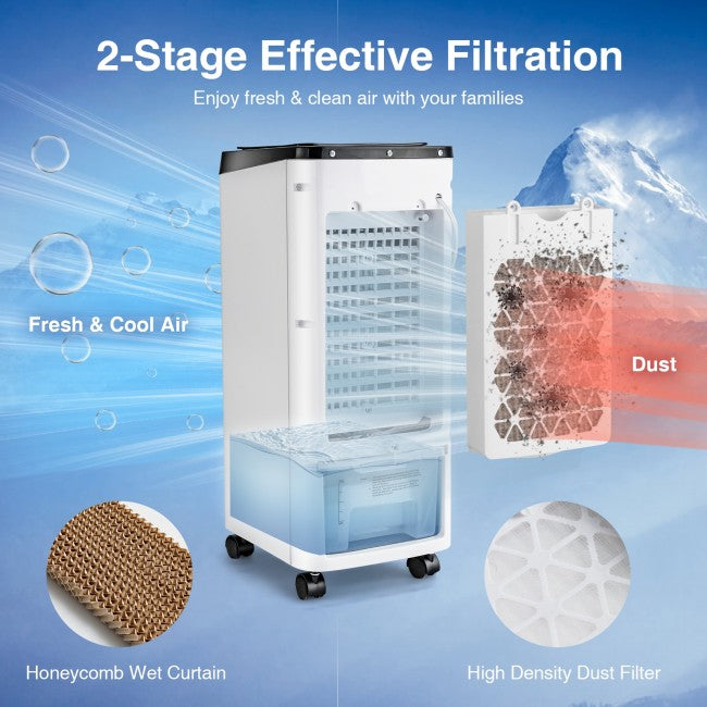 3-in-1 Evaporative Air Cooler Portable Air Conditioner Humidifier with Remote Control and 4 Modes