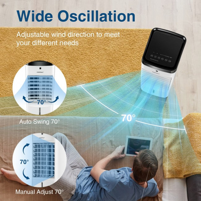 3-in-1 Evaporative Air Cooler Portable Air Conditioner Humidifier with Remote Control and 4 Modes