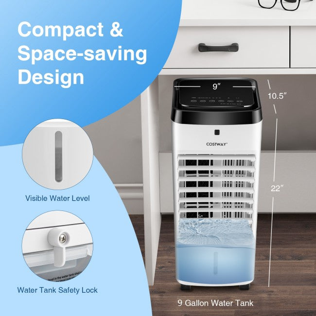 3-in-1 Evaporative Air Cooler Portable Air Conditioner Humidifier with Remote Control and 4 Modes