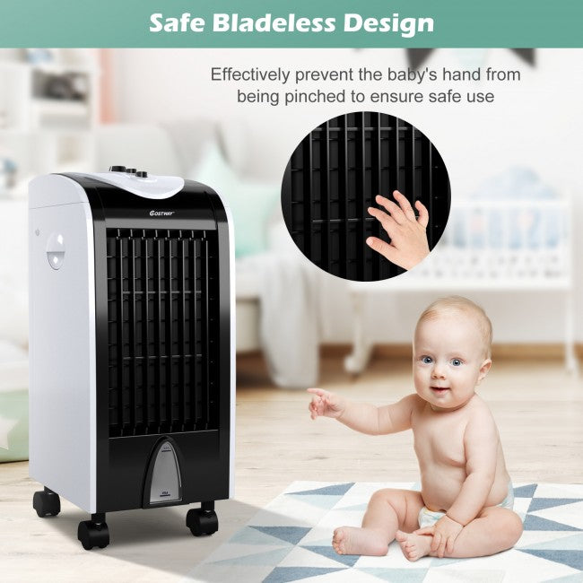 3-in-1 Indoor Portable Evaporative Air Cooler Humidifier with 3 Wind Modes and Speeds