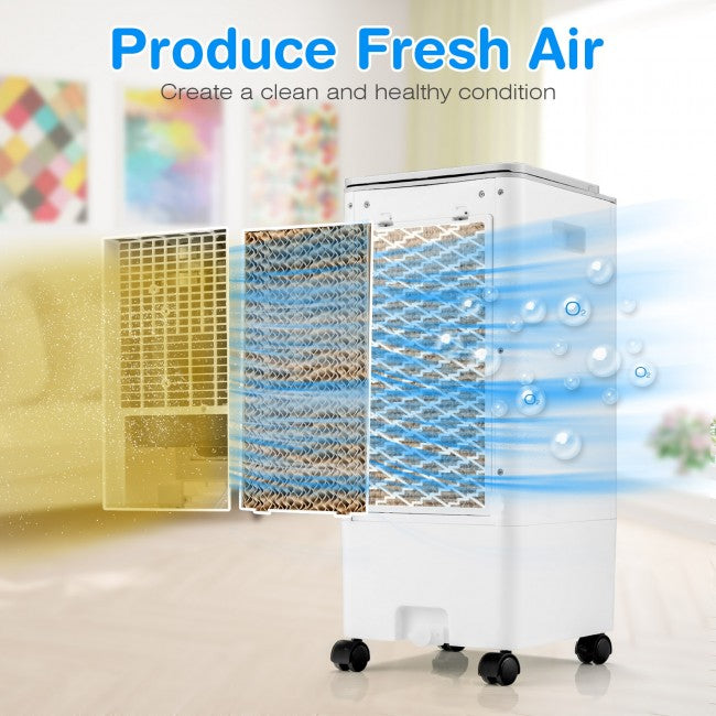 3-in-1 Portable Evaporative Air Cooler Indoor Air Humidifier Purifier with Remote Control and Timer