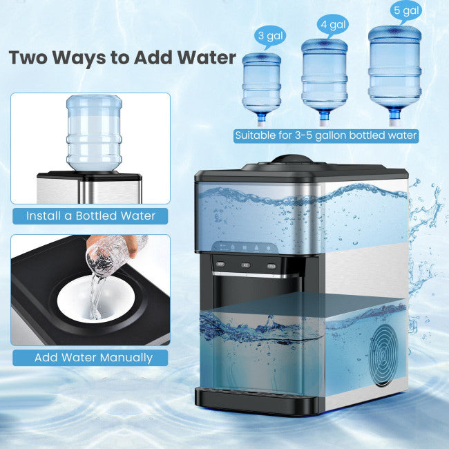 3-in-1 Water Cooler Dispenser with 3 Temperatures Setting and Built-in Ice Maker, Child-safe Lock