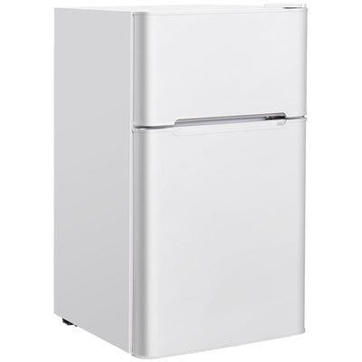 3.2 cu ft. Stainless Steel Compact Refrigerator 2-Door Mini Freezer Cooler Fridge with Removable Glass Shelves