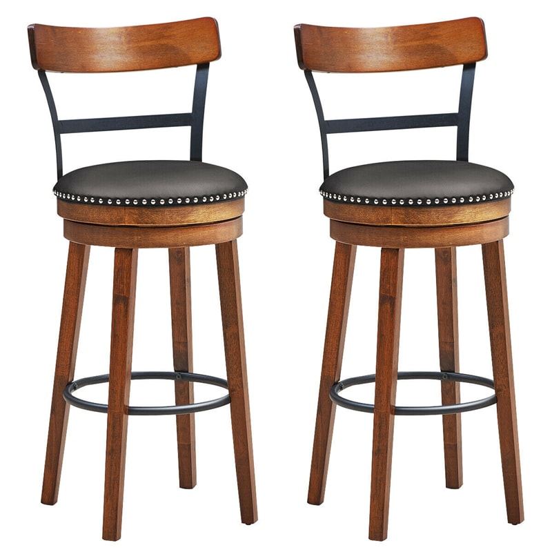 30.5" Bar Stools Set of 2 Swivel Counter Height Dining Chairs with Padded Cushion