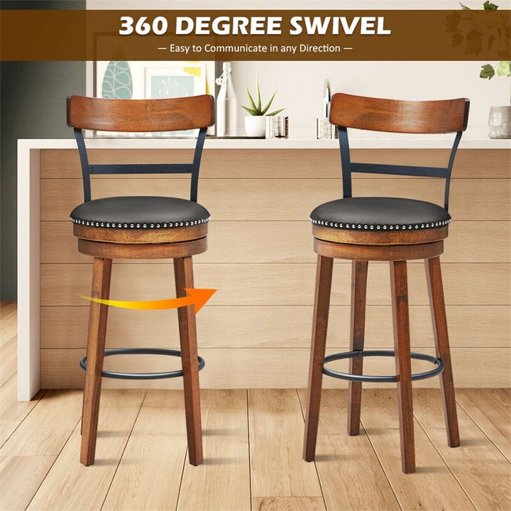 30.5" Bar Stools Set of 2 Swivel Counter Height Dining Chairs with Padded Cushion