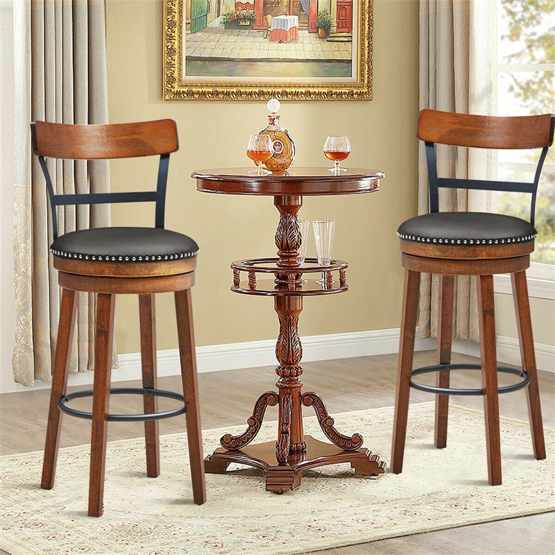 30.5" Bar Stools Set of 2 Swivel Counter Height Dining Chairs with Padded Cushion