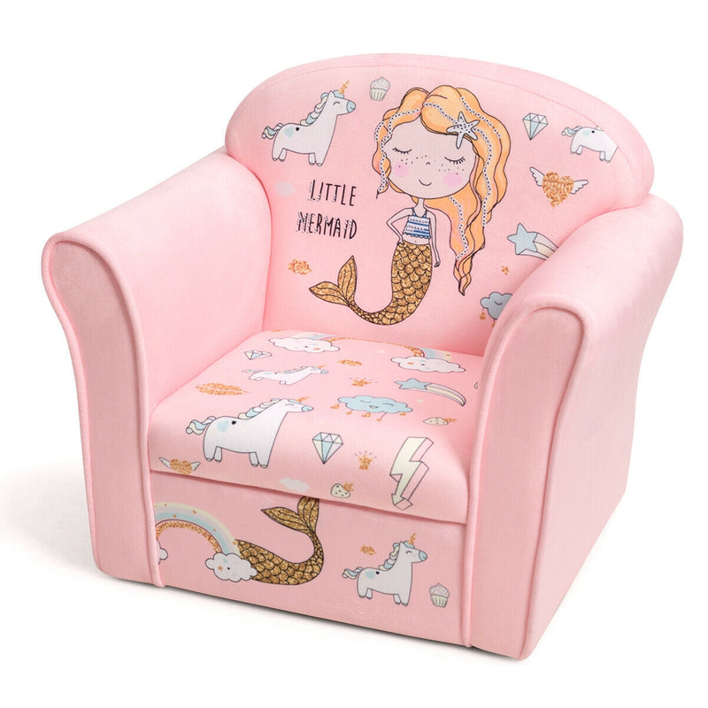 Kids Mermaid Armrest Couch Upholstered Sofa