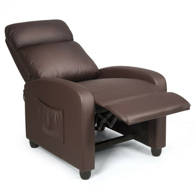 Single Recliner Chair Wingback Chair Home Theater Seating with Massage Function and Side Pocket