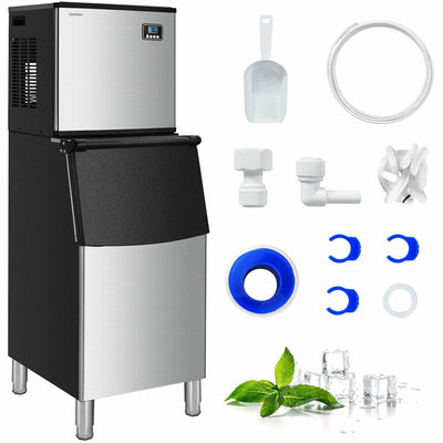 353LBS/24H Split Commercial Ice Maker Machine Full-Automatic Vertical Industrial Modular Ice Maker with 198 LBS Storage Bin