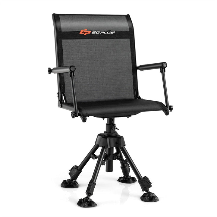 360 Swivel Hunting Blind Chair Adjustable Height Folding Chair with 4 Chairliving
