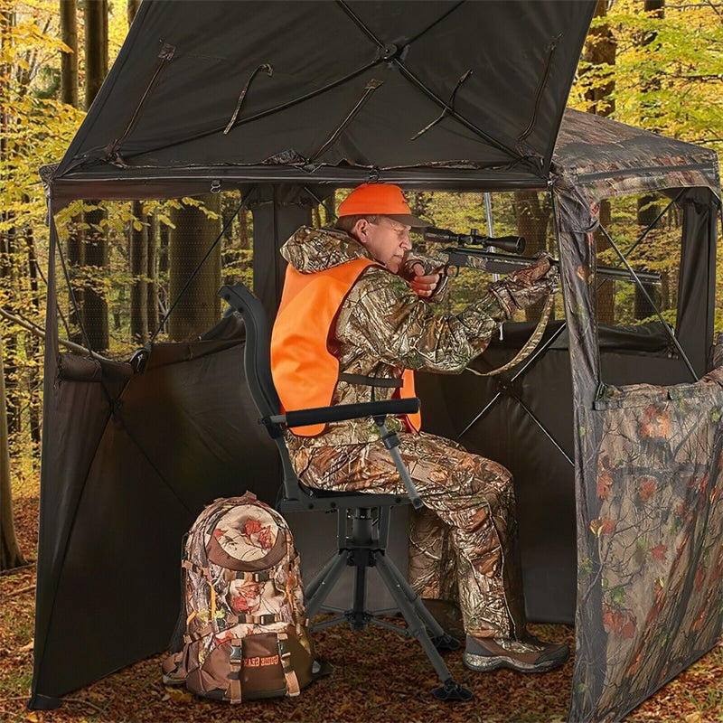 360° Silent Swivel Hunting Blind Chair Portable Folding Chairs with Adjustable Aluminum Legs &amp; Armrests