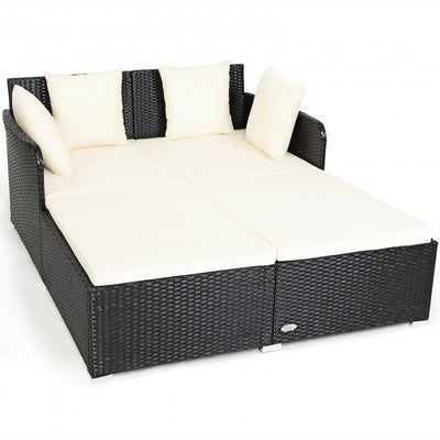 Outdoor Patio Rattan Daybed Wicker Sofa Furniture Set with Cushion