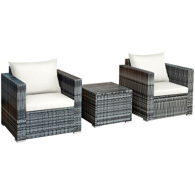 3 Pieces Outdoor Wicker Furniture Set Patio Rattan Sofa Set with Washable Cushion