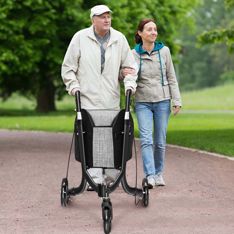 3 Wheel Foldable Rollator Walker with Height Adjustable Handles and  Removable Large Shopping Bag